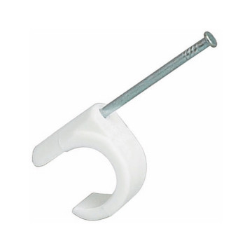 Spikklammer, Vit, För kabel 8-12 mm, 30 mm, 50 st