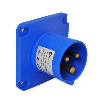 Panelintag, Infällt, Rakt, 16A, 2P+J, 230V, 6h, IP44 (70x70)