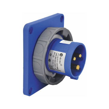 Panelintag, Infällt, Rakt, 16A, 2P+J, 230V, 6h, IP67 (83x90)
