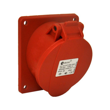 Paneluttag, Infällt, Snett, 32A, 3P+N+J, 400V, 6h, IP44 (83x90)