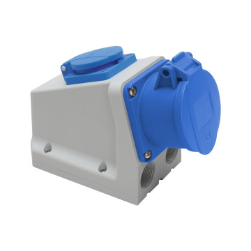 Vägguttag, 16A, 3P+J, 9h, 230V, IP44 med Schuko-uttag